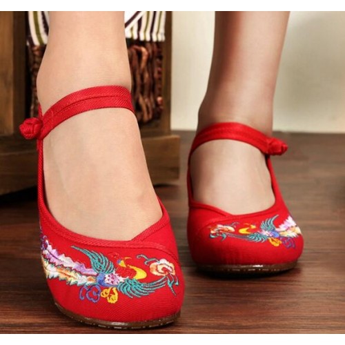 Women's girls chinese folk dance shoes stage performance opera drama cosplay stage performance embroidered shoes 3cm heels